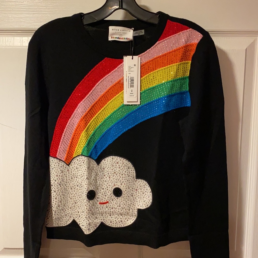 Alice+Olivia x Friends With You Connie Rainbow Top NWT - Picture 9 of 12